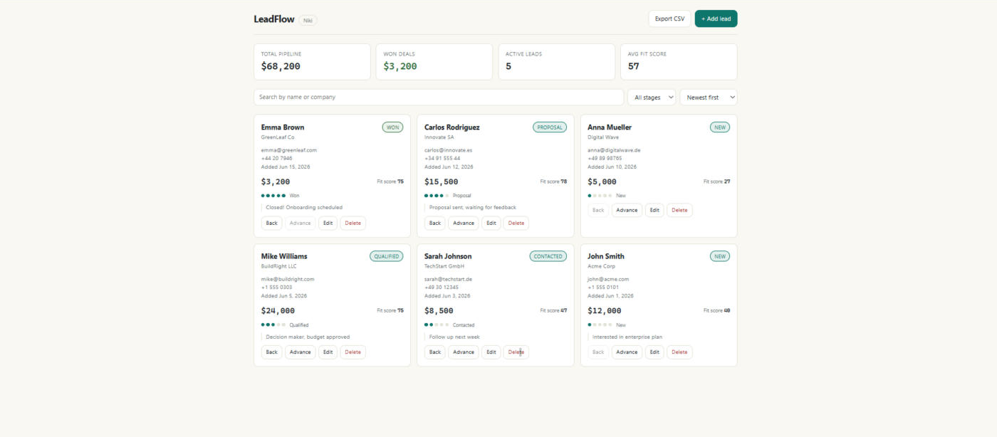 Repaired app: clean light ledger-style dashboard
